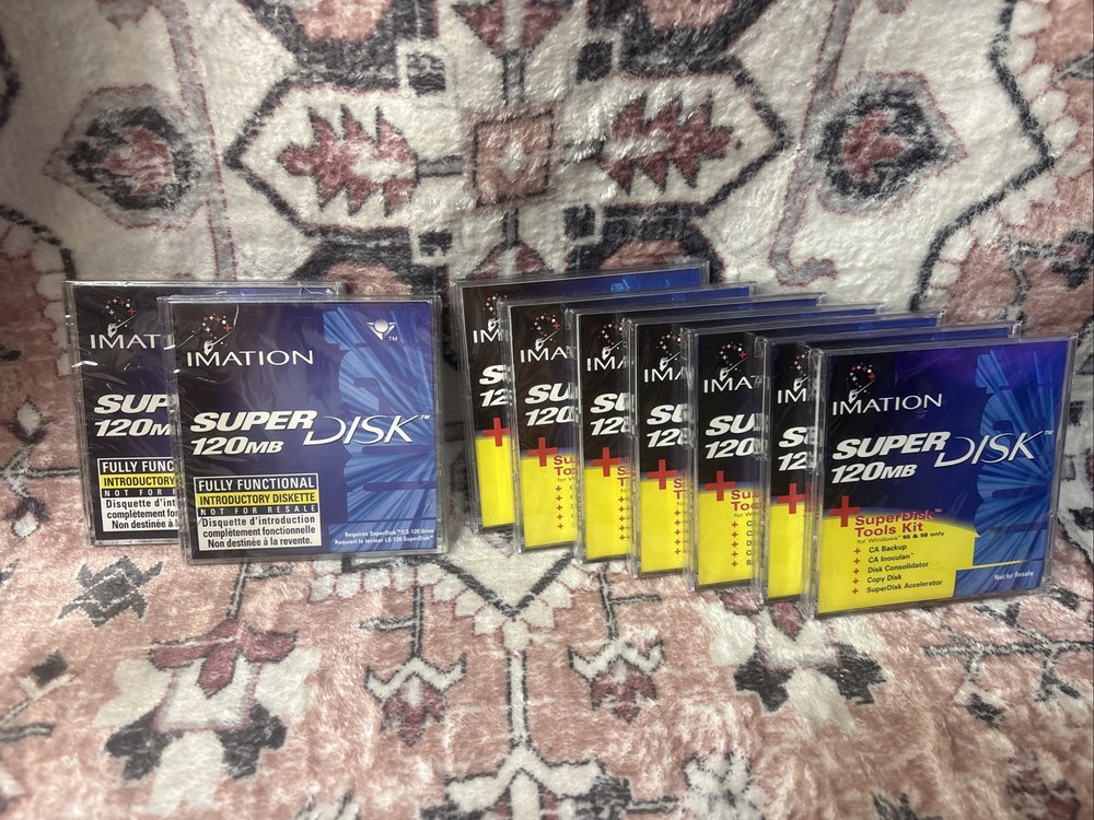 Imation SuperDisk 120MB Sealed 7 Tools Kit Introductory Diskette 2 Sealed Lot 9