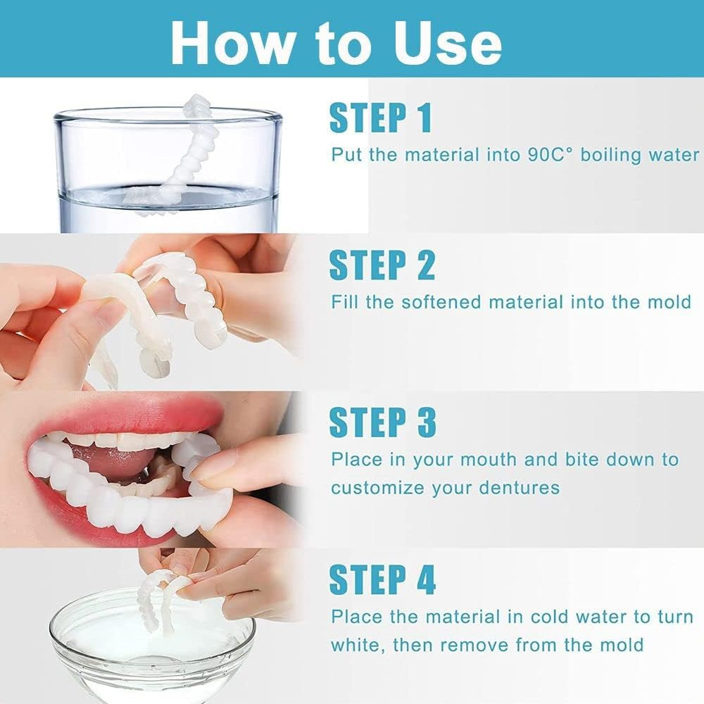 Top and Bottom Snap-On Fake Teeth Cover for Broken or Missing Teeth