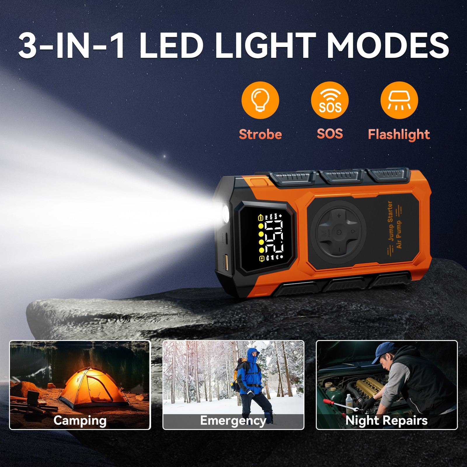 8000A Featou Car Jump Starter with Air compressor ortable 12V BatteryBooster Box