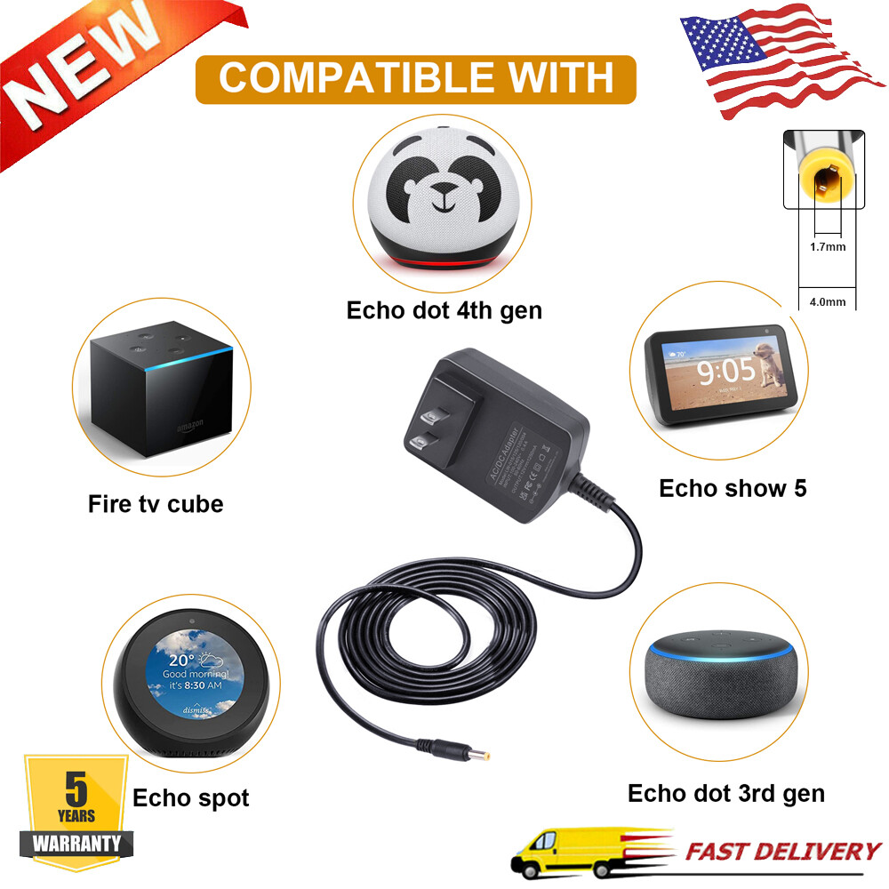 Charger Adapter For Amazon Echo Dot 3rd Gen 4th Gen / Echo Show 5 / Fire TV Cube