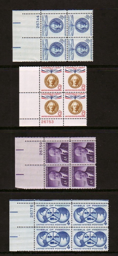 1960 COMMEMORATIVE PLATE BLOCK YEAR SET. (35) DIFFERENT. SCV $35