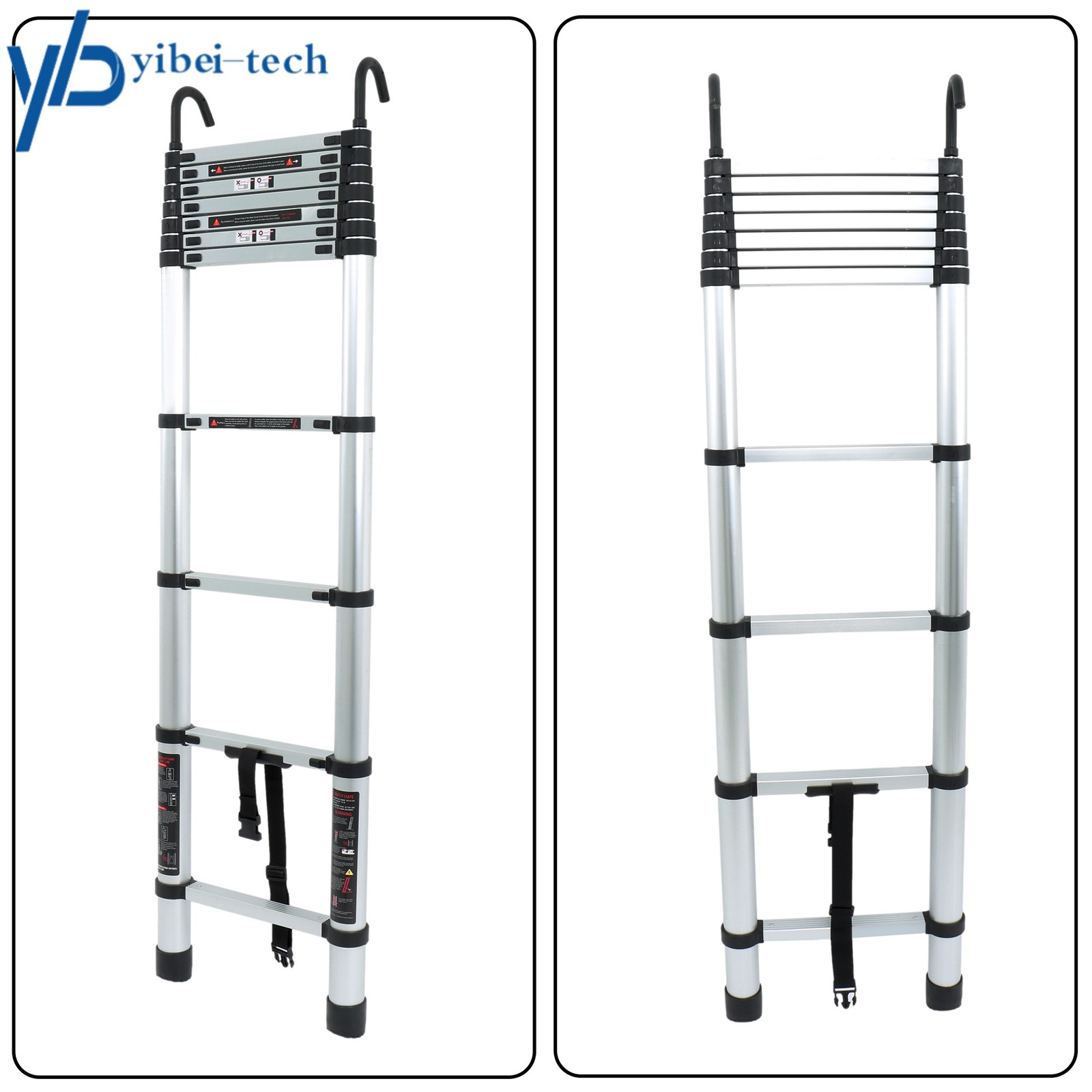 10.5 FT Telescoping Ladder Aluminum Telescopic Ladder with Hooks & Stabilizer