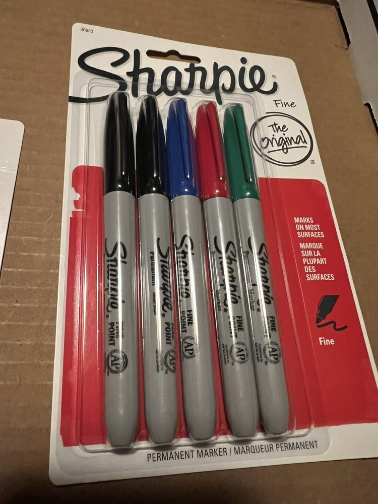 Sharpie Permanent Markers Fine Point Assorted Colors 5 Packs -25 Count Total