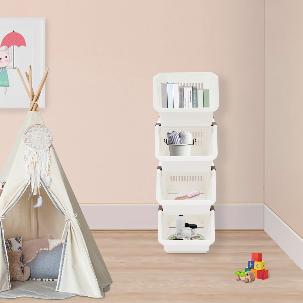 4PCS Stacking Storage Baskets, Stackable Organizer Baskets, Storage Bins