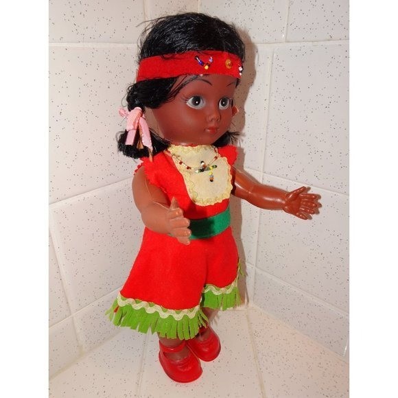Vintage Indian Girl Doll retro Native American Souvenir
