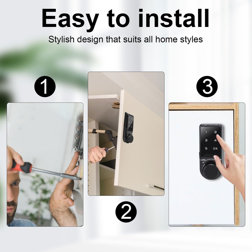 Code Security Lock Touch,Electronic Cabinet Deadbolt Lock,Digital Keypad Pass...