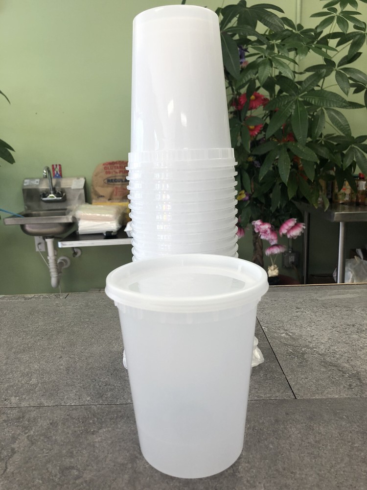 240 Sets Combo Pack 32oz Plastic Deli Container