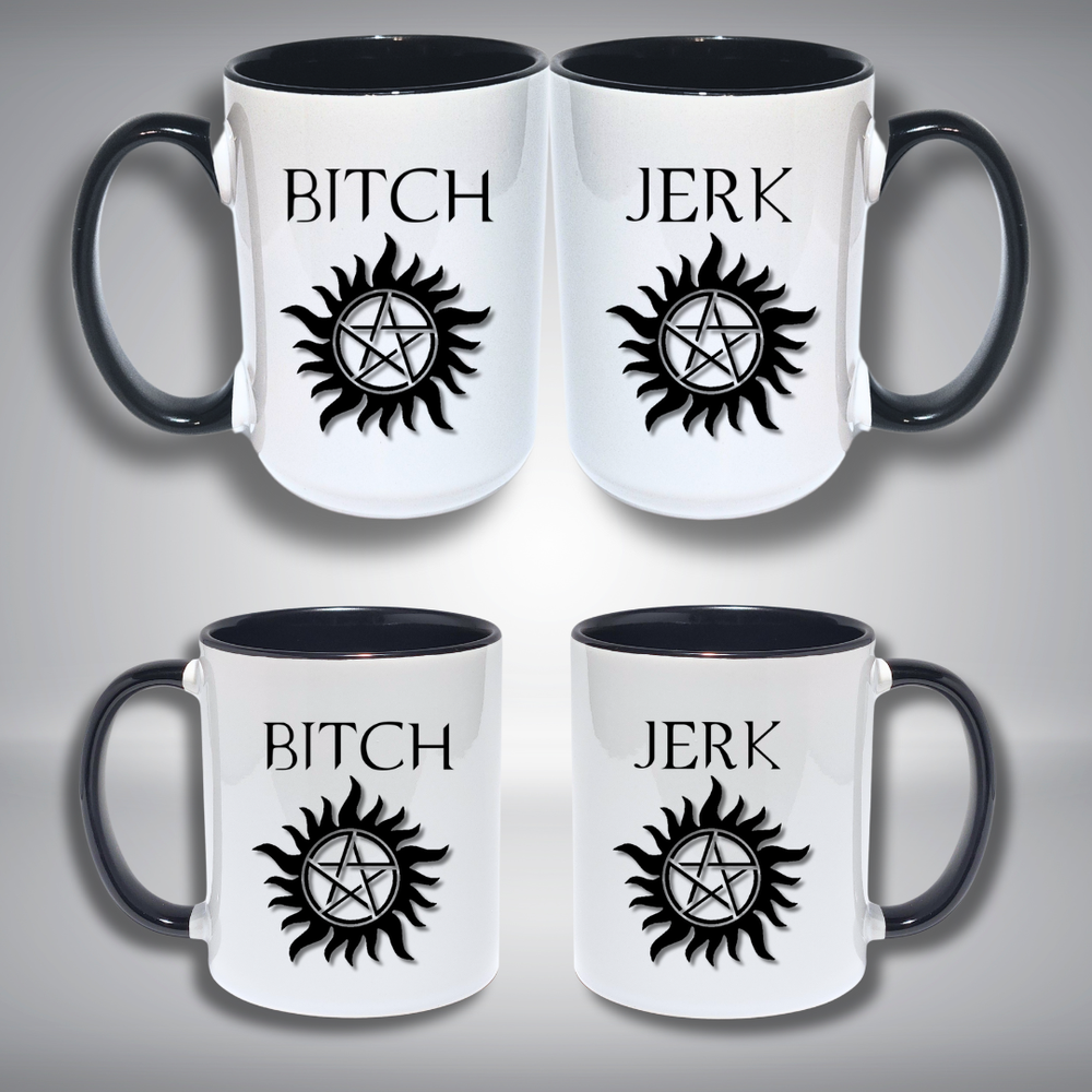 "JERK, B*TCH"-SUPERNATURAL-COFFEE MUG SET