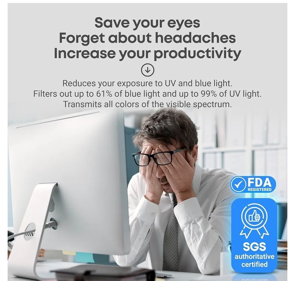 Blue Light Blocking Screen Protector Panel for 23, 23.6, 23.8, 24 inch Diagonal