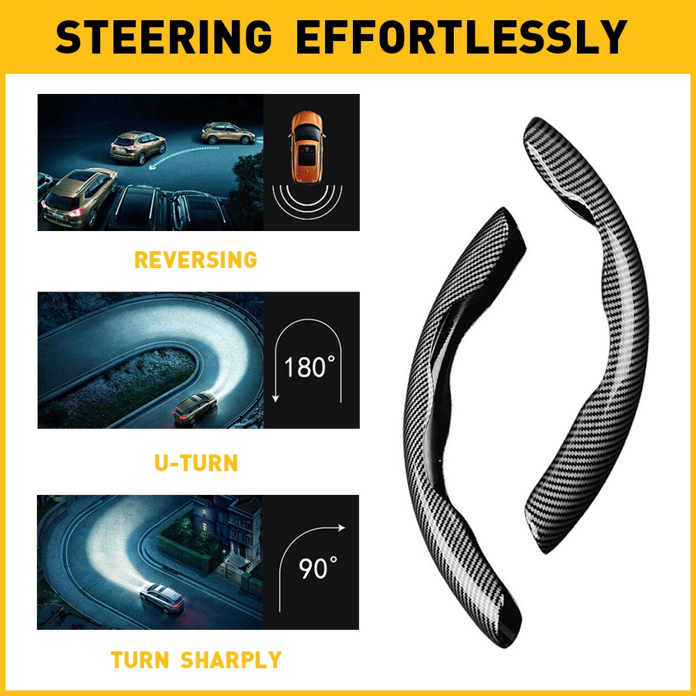 2x Carbon Fiber Universal Car Steering Wheel Booster Cover Non-Slip Accessories