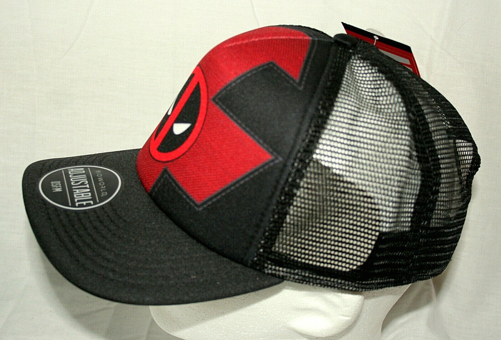 Marvel Comics Deadpool Logo Mesh Baseball Cap Hat New Tags Plastic Snap OSFM