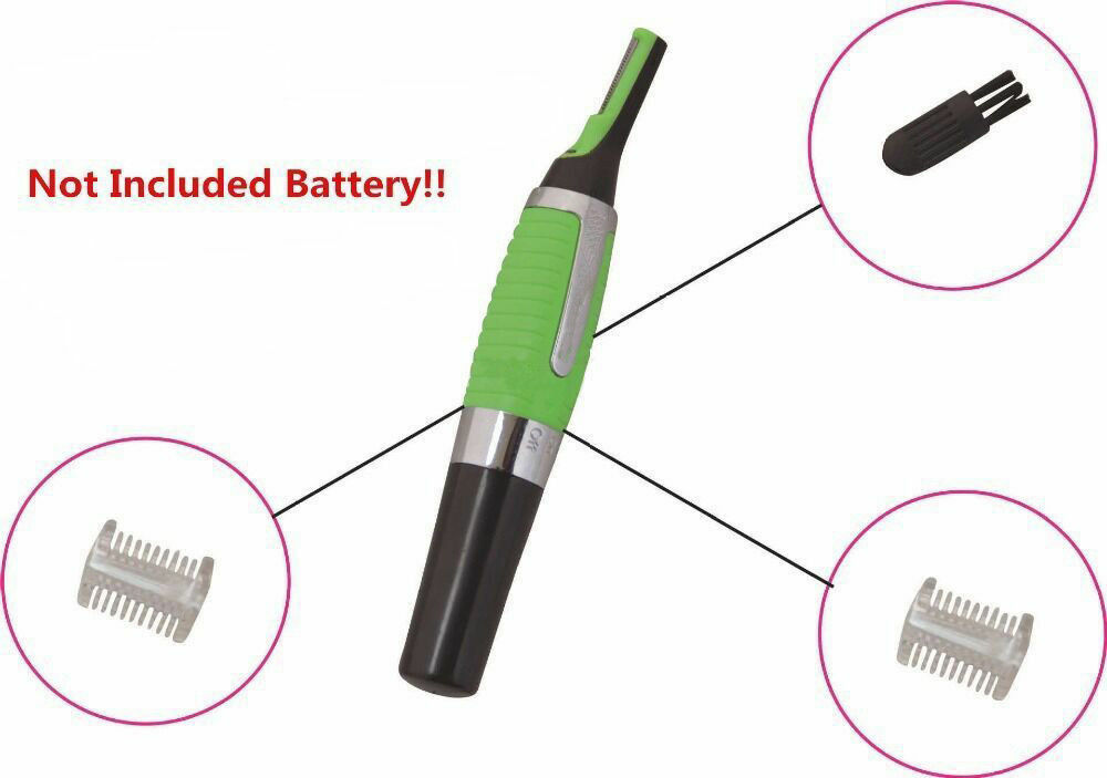 2PCS Men Nose Ear Face Neck Eyebrow Hair Mustache Beard Trimmer Shaver Clipper