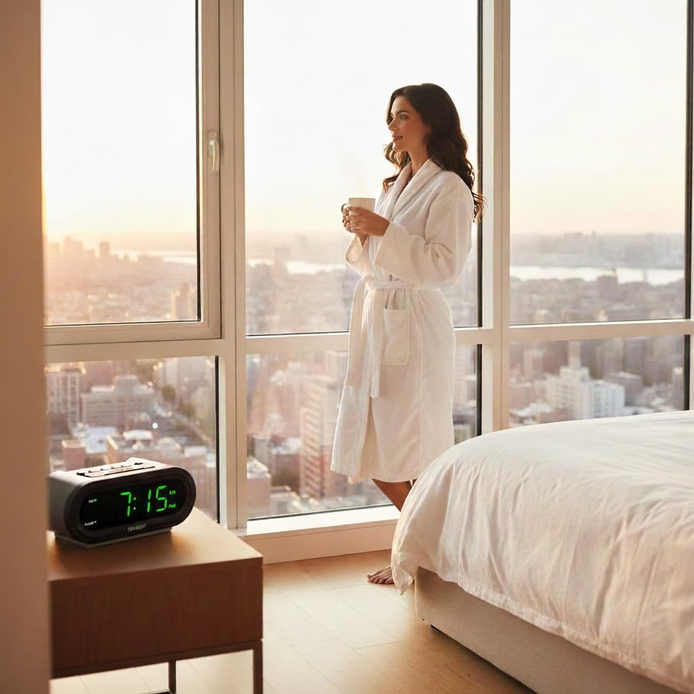 Digital Alarm with Accuset - Automatic Smart Clock, Never Needs Setting - Great