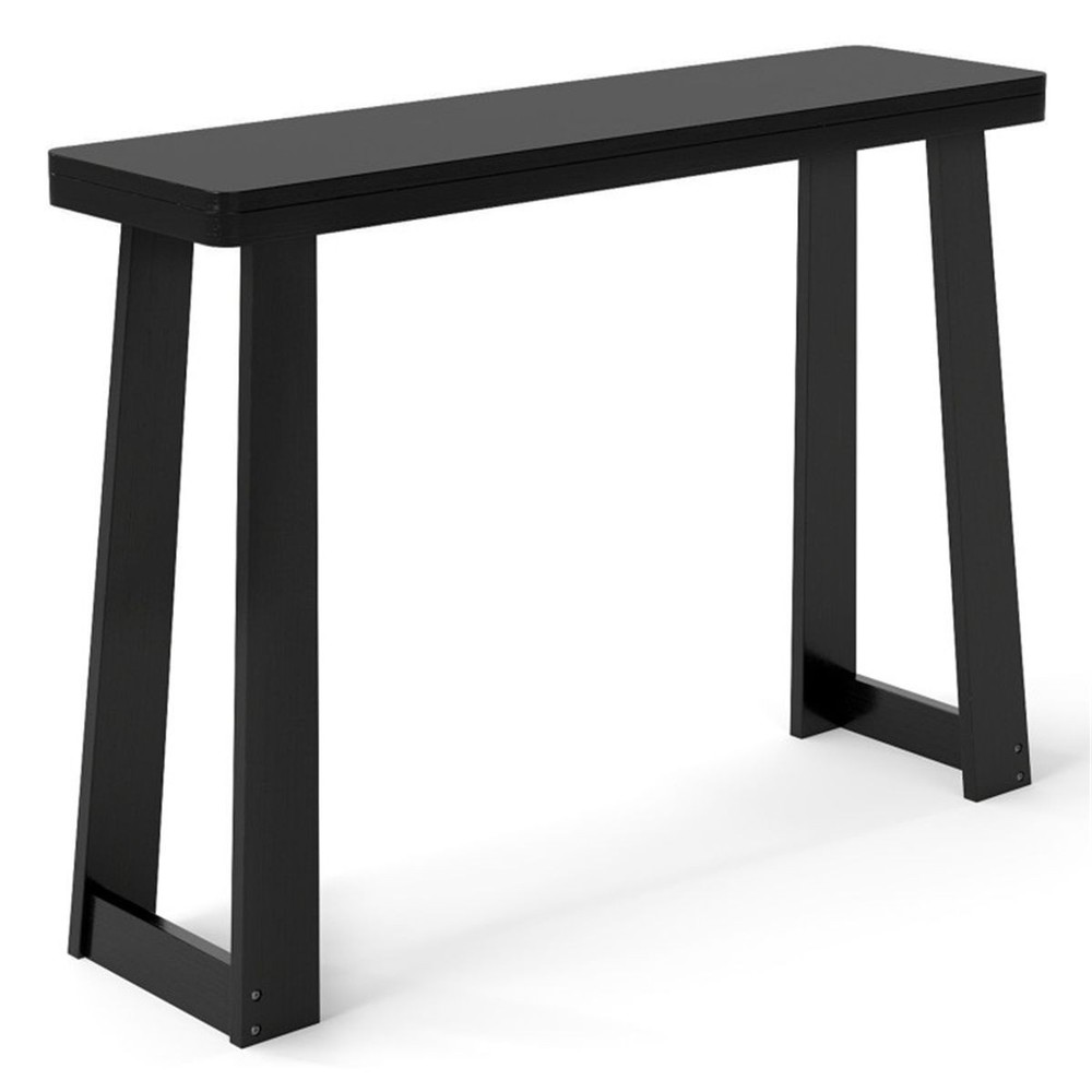 Black Solid Rubberwood Narrow Console Table, 43"Space-Saving Entryway Table