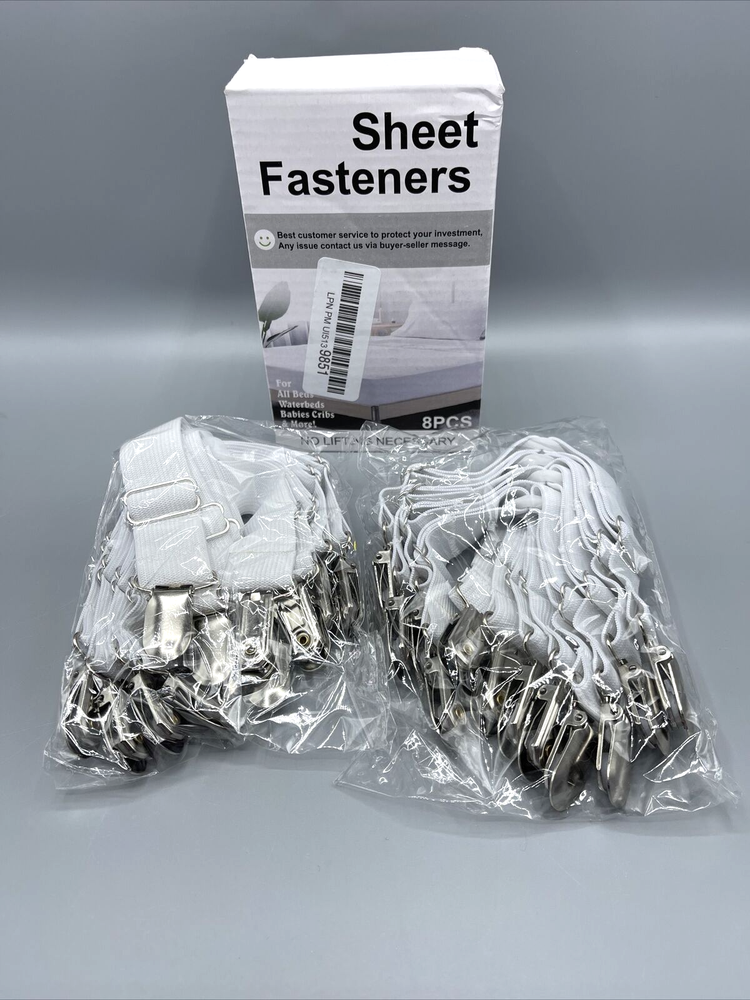 Bed Sheet Holder Straps 2 Sets White