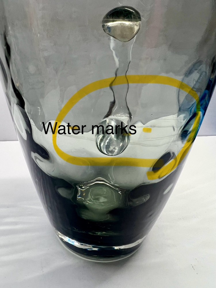 VTG Water Pitcher Gradient Gray Bubble Clear Handle Square - Libby, Anchor ??