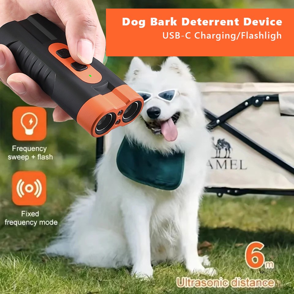 2025 Dual Head Ultrasonic Dog Repeller USB Rechargeable Dog Training Device