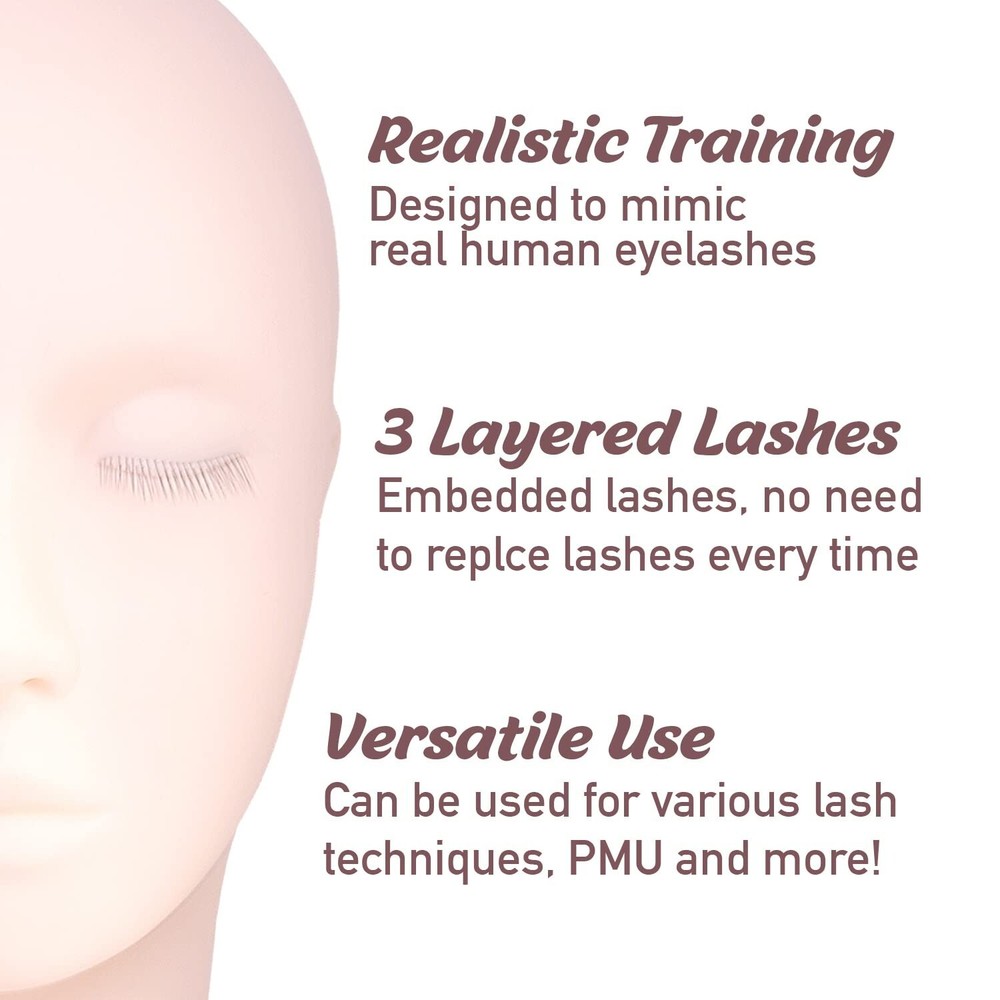 Eyelash Extensions Practice Training Mannequin Head With Layered Eyelashes