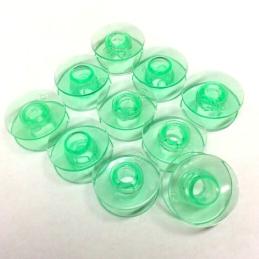 Green Plastic Bobbins For Vikings Sewing Machines 10 Pack
