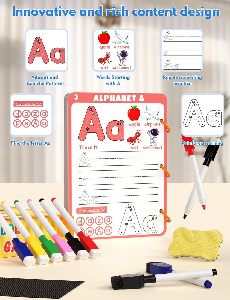 Preschool Learning Activities Educational Workbook, 62 Reusable Pages Pre...