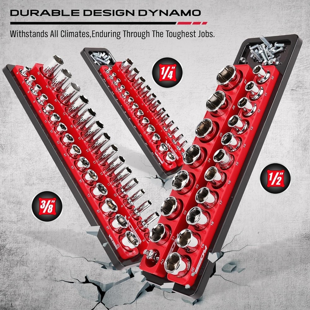 6-Piece Magnetic Socket Organizer Set for Easy Tool Box Storage