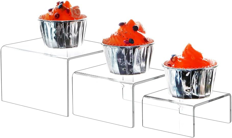 Jusalpha 6 -Piece Strong Clear Acrylic Rectangular Riser Large, 2 Sets,