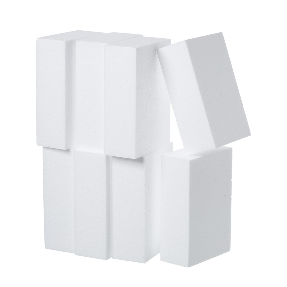 8 Pack Craft Foam Blocks 6X4X2in Polystyrene Brick Rectangle for Arts Project...