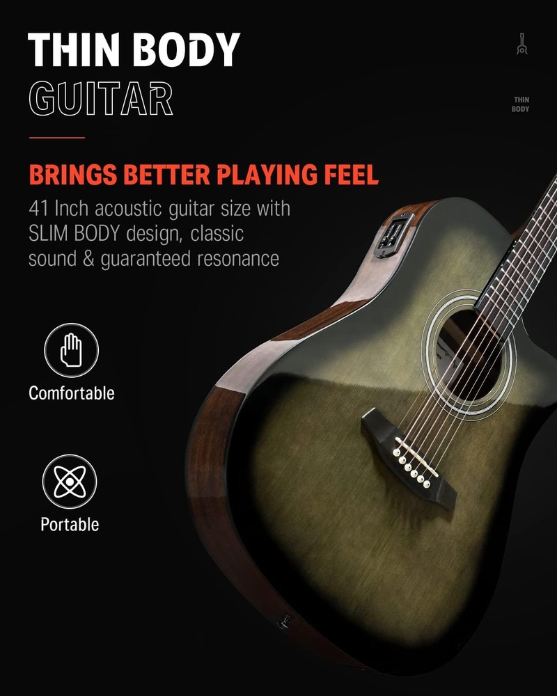 Donner Full Size Acoustic Electric Guitar Kit Beginner