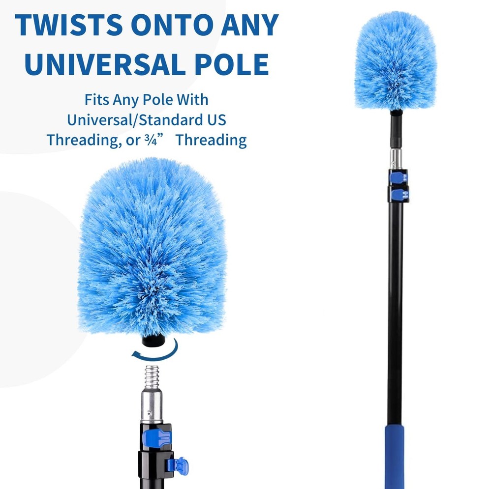 2 Pack Screw on Webster Cobweb Duster Head for Pole,Spider Web Remover Brush,...