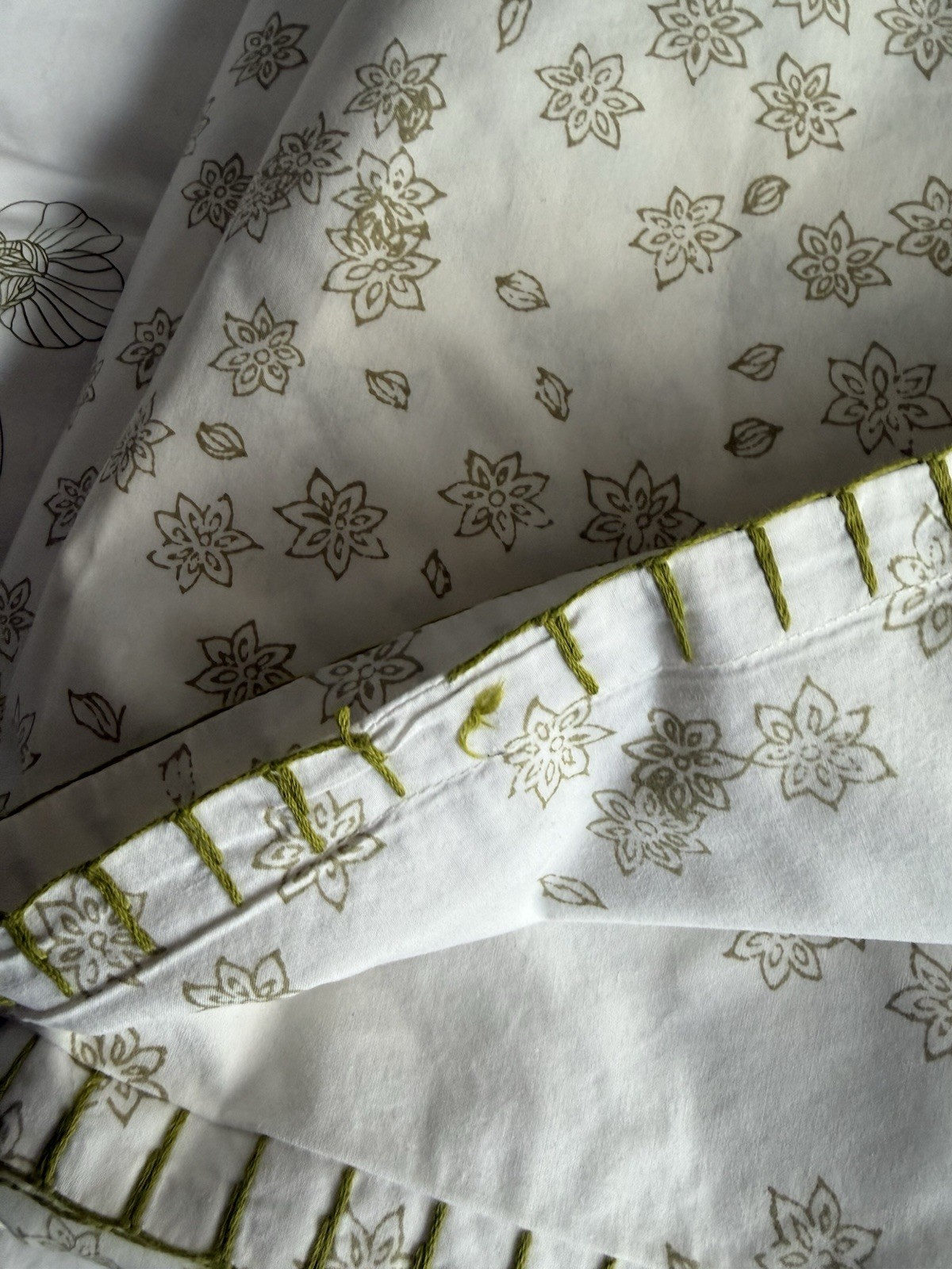 TWIN John Robshaw Organic Cotton Sage Green floral Duvet Cover - Owned (2 Avail)