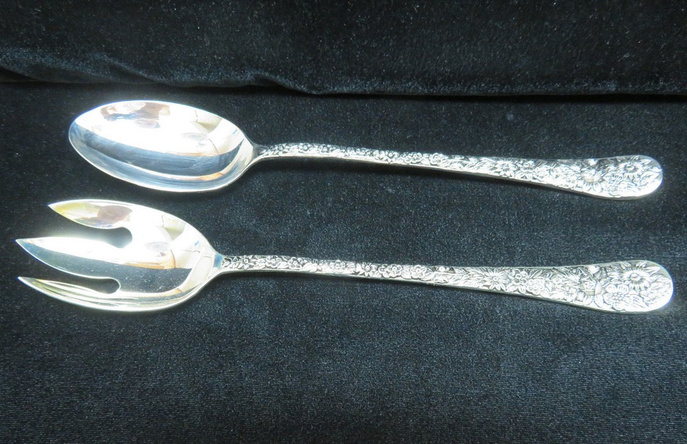Godinger Fancy Silver Plate Salad Servers, Forks ~ Ornate
