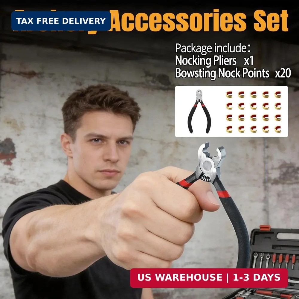 Archery Bow String Nocking Points Set - 20 Pcs Brass Nocking Points and Pliers f