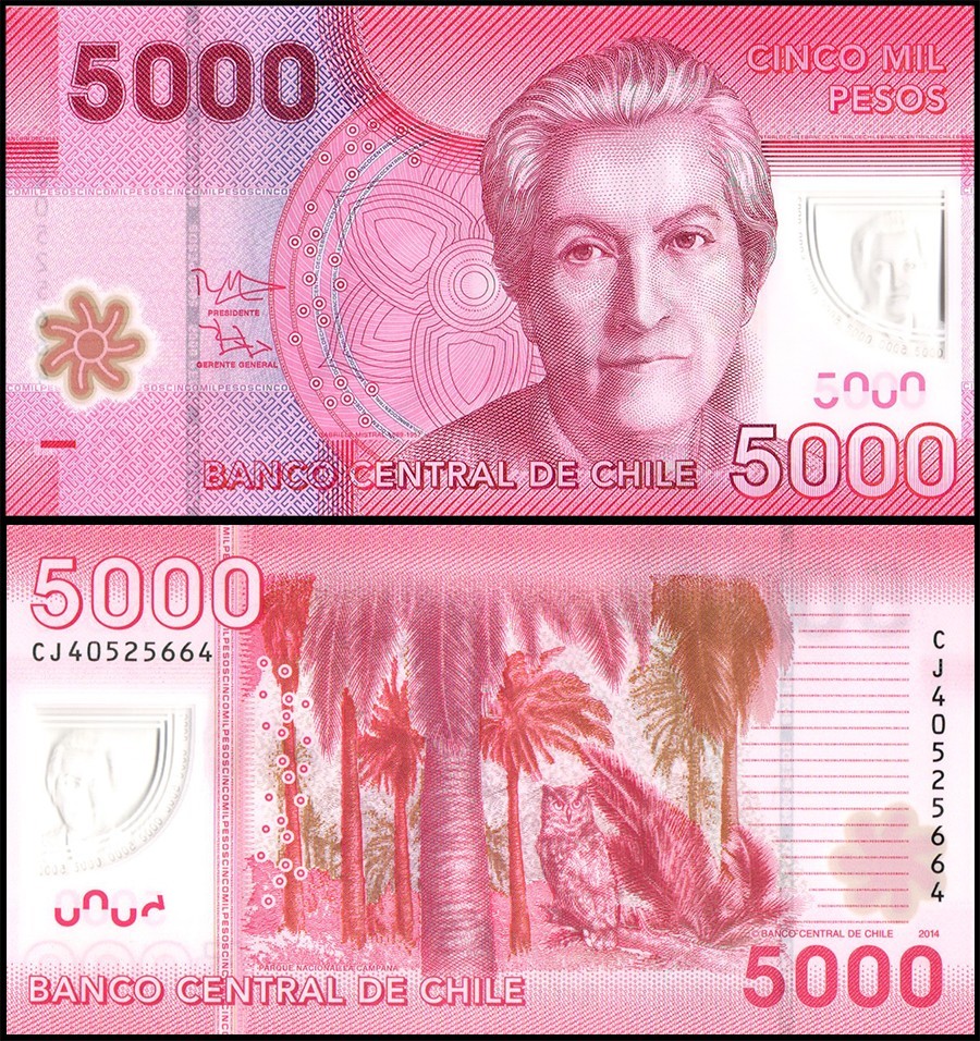 Chile 5000 Pesos, 2014, P-163e, UNC, Polymer