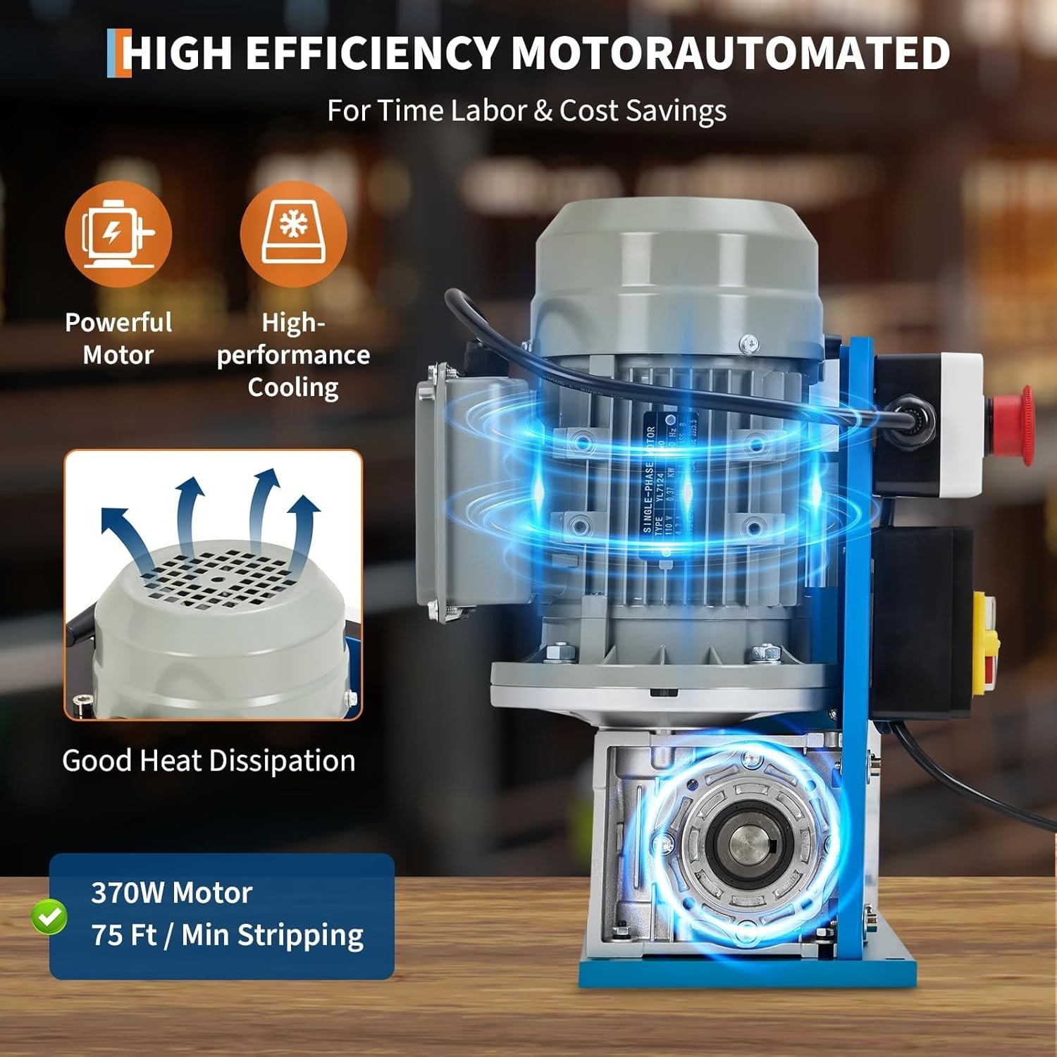 370W Electric Wire Stripping Machine Portable 0.06"-1.5" Scrap Cable Stripper