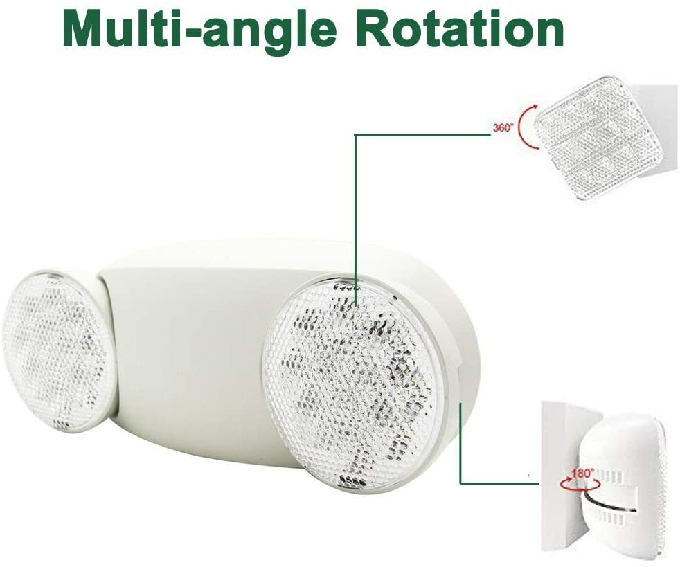 LED Emergency Exit Light Adjustable Dual Head Lamp with Battery Backup UL