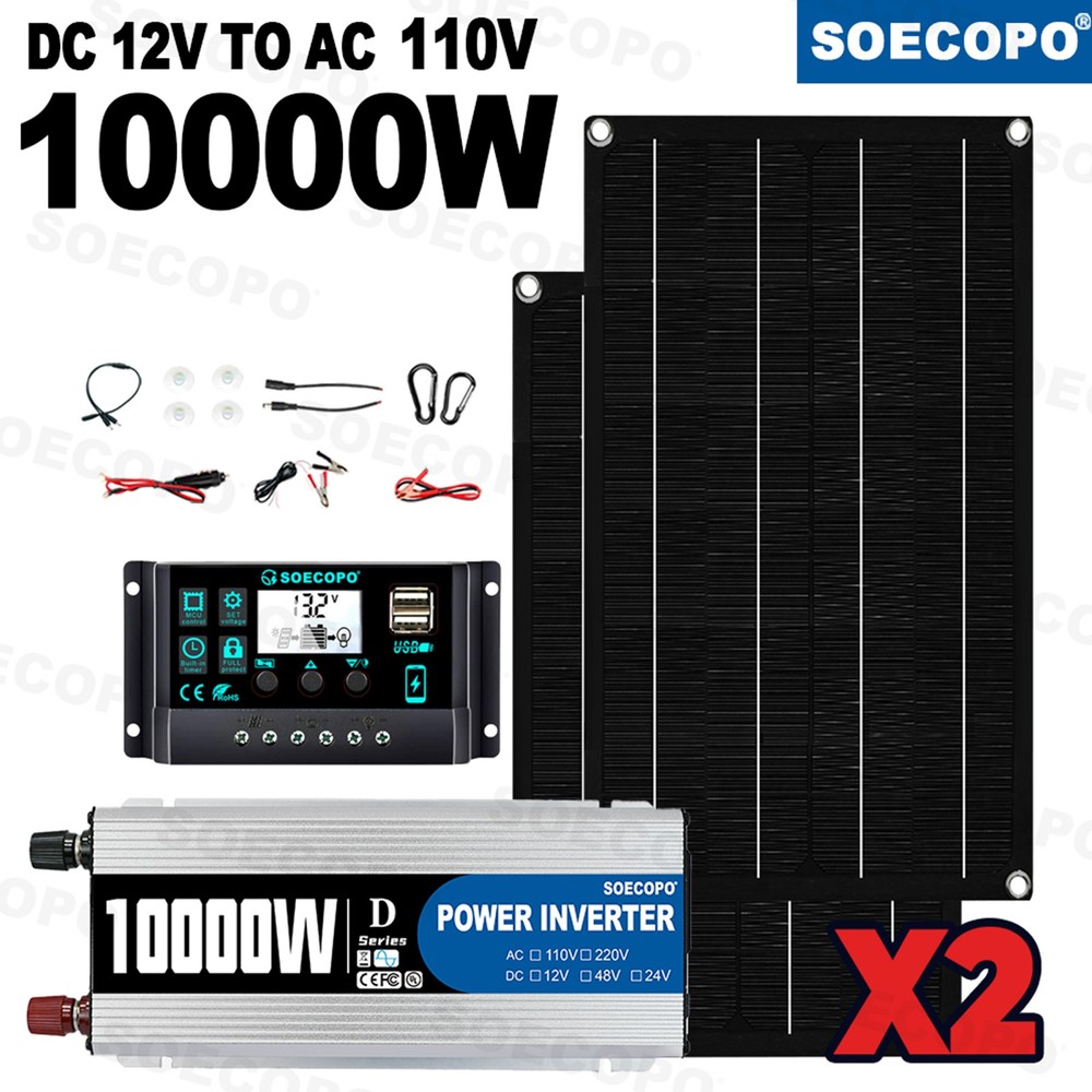 10000W Solar Starter Kit 2x High-Yield Solar Panels + 100A Charge Controller