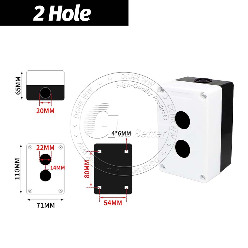 Switch Box 22mm 7/8" PushButton Plastic Enclosure Power Push Button 1-6 Hole