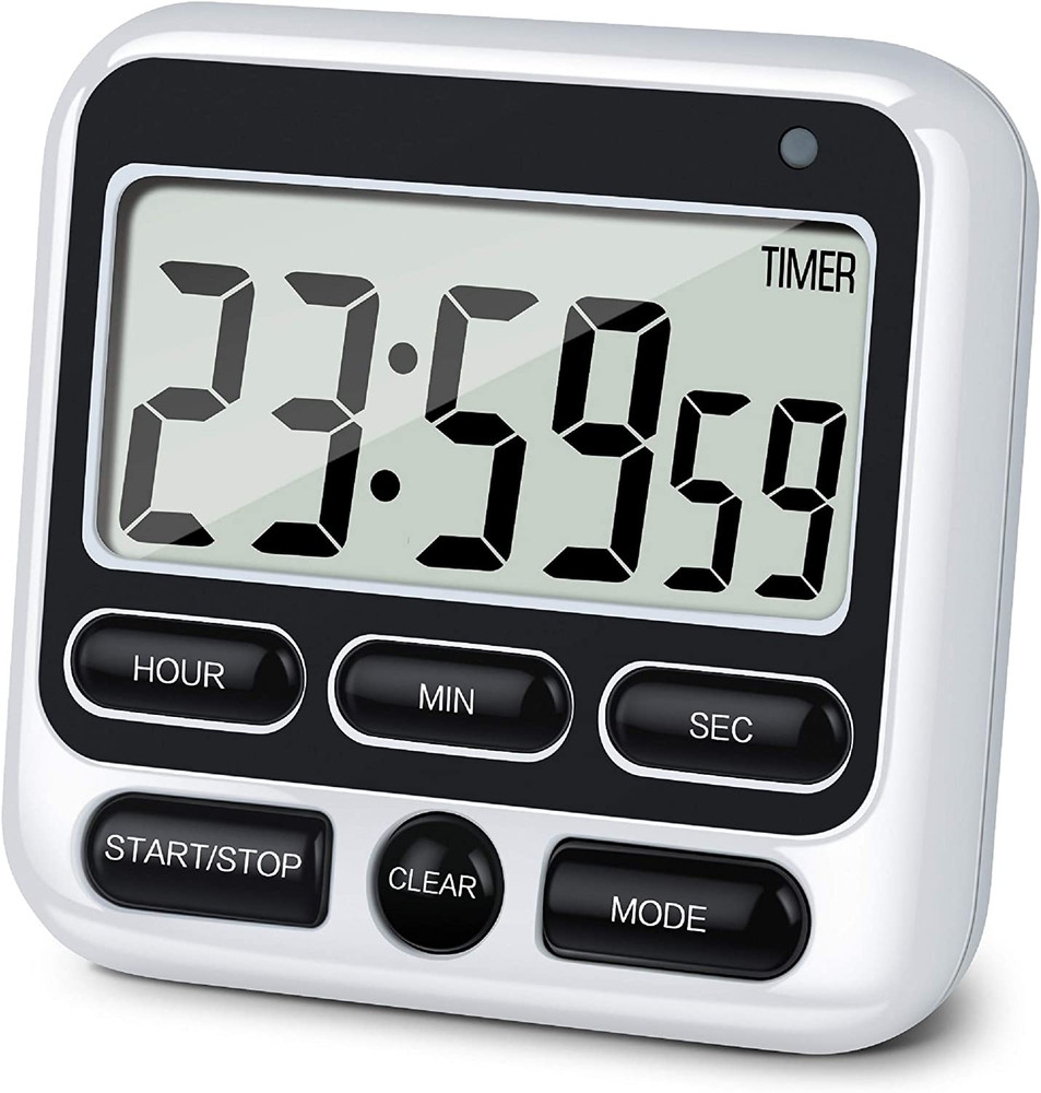 Digital Kitchen Timer with Mute/Loud Alarm Switch 12 Hour Clock Memory Function