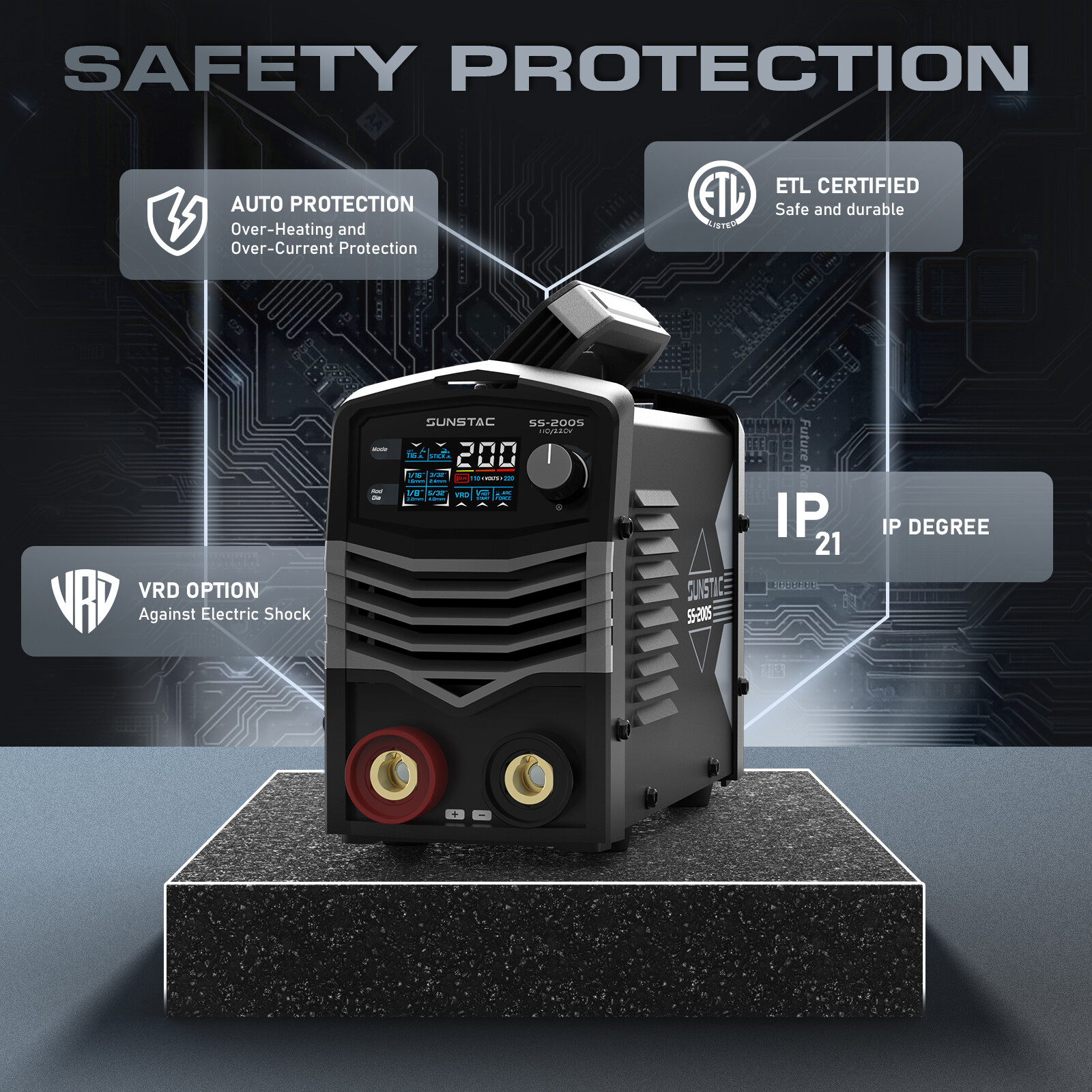 200A Stick Welder, 110V/220V MMA/ARC/Lift TIG Welding Machine with LCD Display