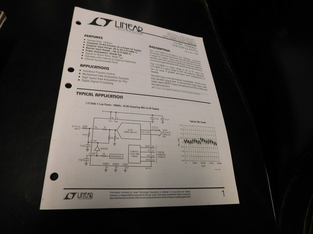Electronics Specification Guide Application Linear Technology LTC1605-1 -2 ADC