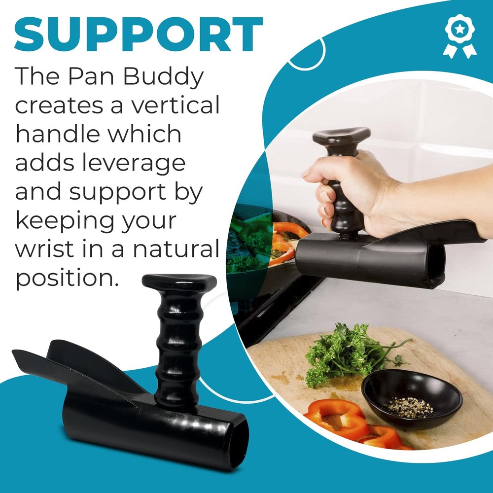 Pan Buddy™- Vertical Attachment for Pan Handle- Adds Leverage and Support- Ma...