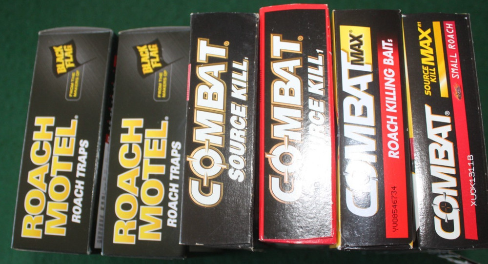 6 Packages, assortment Roach Motel, Combat Bait,  Source Kill Max