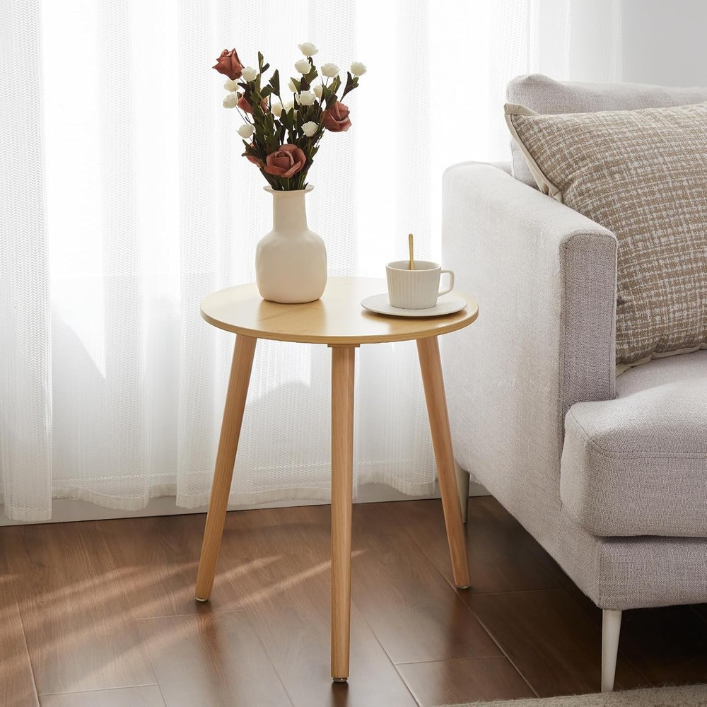 Small Round Side Table Modern Light Wood Side Table Bedside Nightstand End Table