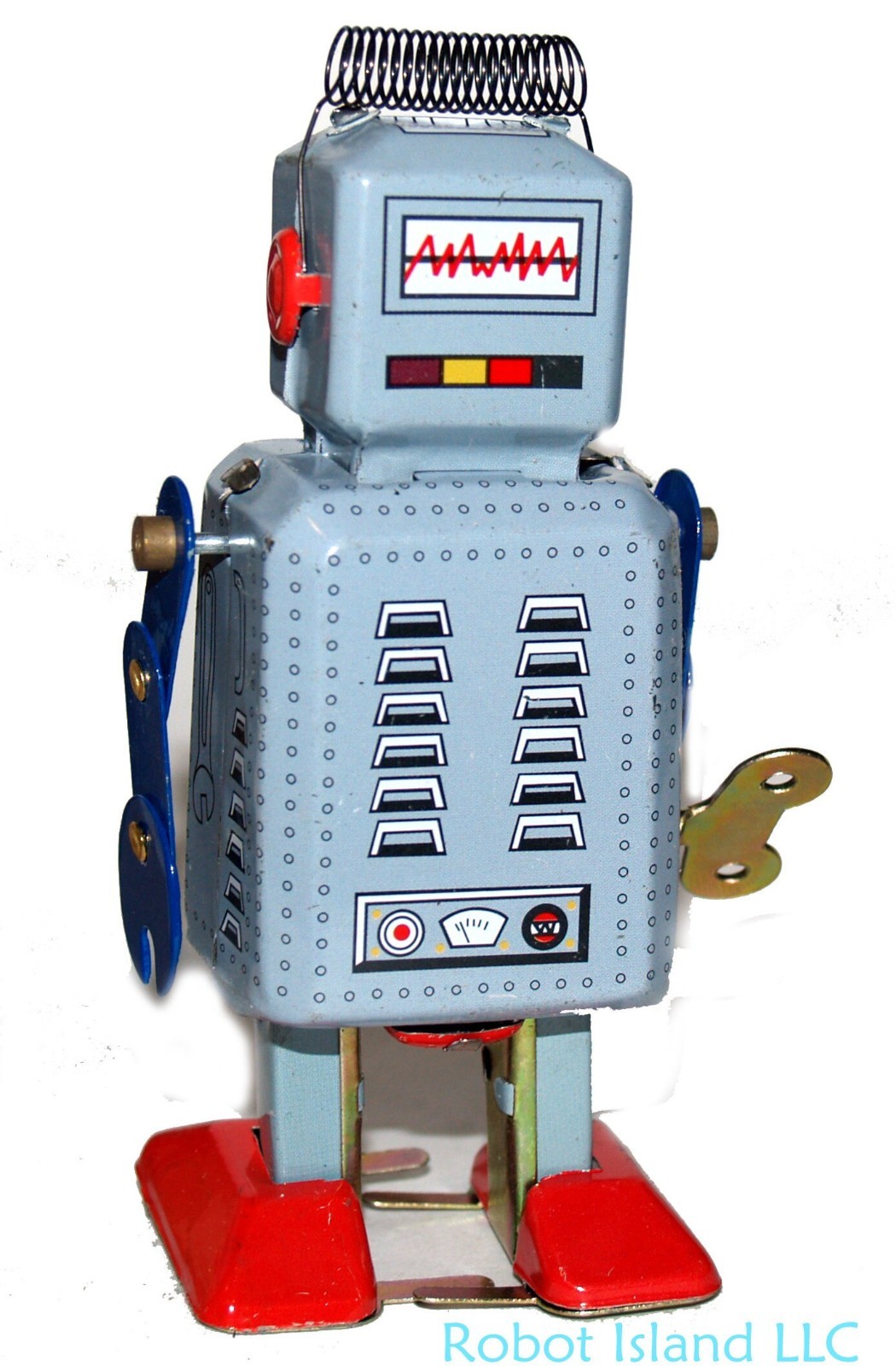 TIN TOY ROBOT Wind Up Blue Retro Collectible Mini Radicon MS294