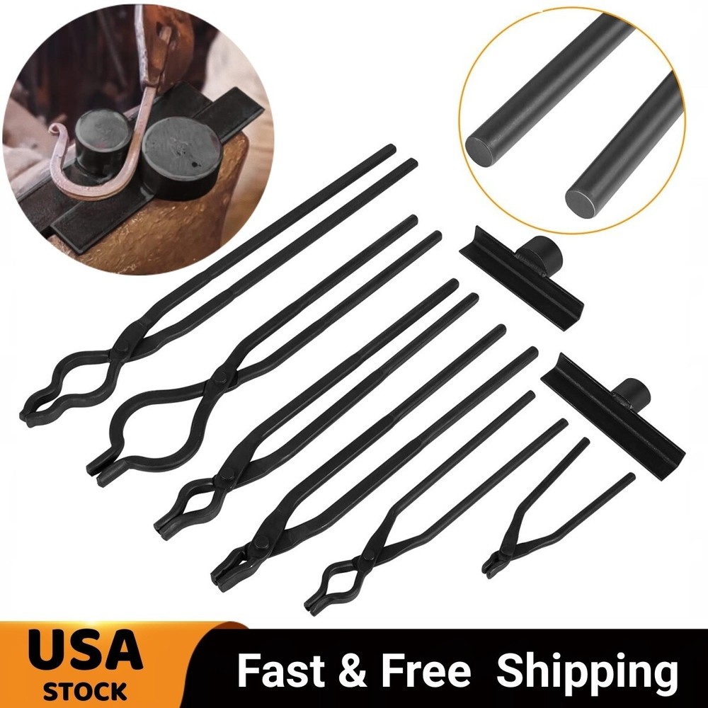 8Pcs Blacksmith Tongs Expert Replacement Tongs/Blacksmith Starter Tool Hook Jig