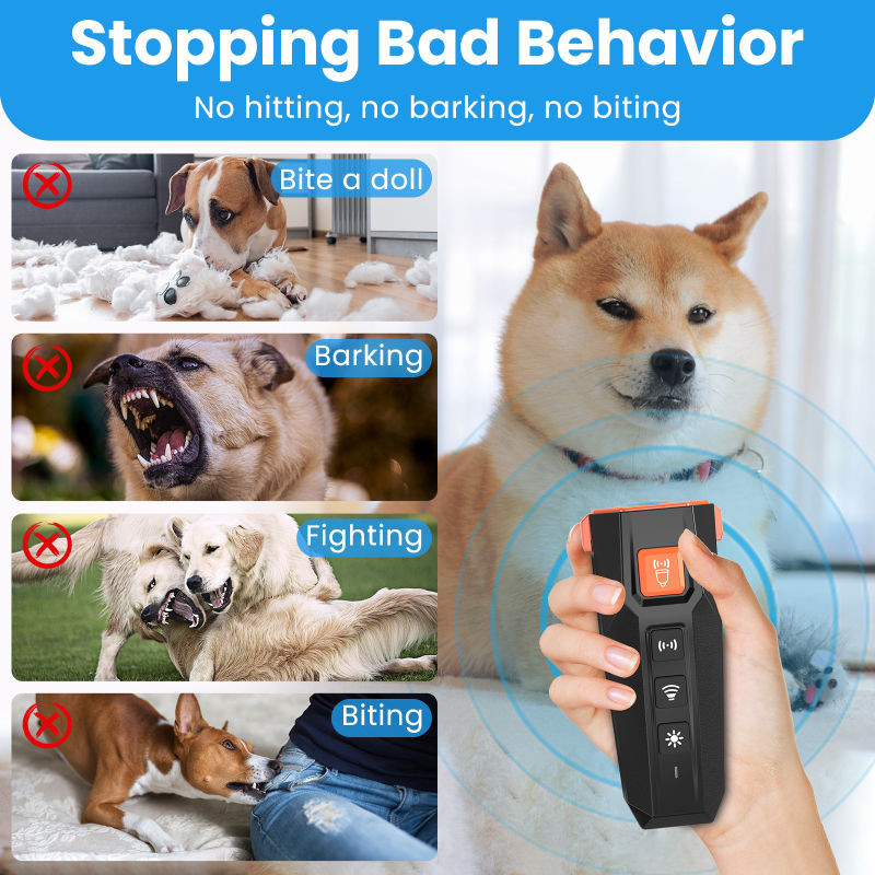 Ultrasonic Bark Deterrent, Dog Trainer with LED Flashlight - Stop Barking