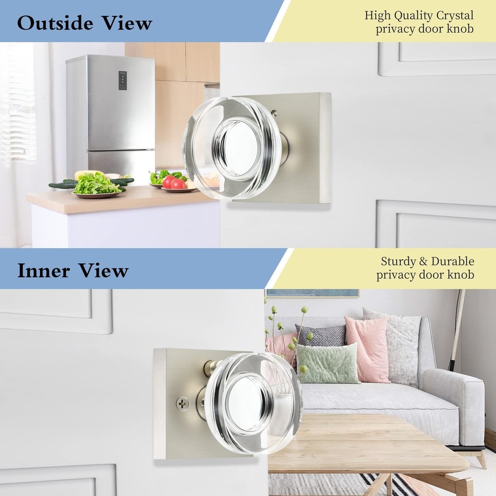 Crystal Door Knobs Brushed Nickel Door Knobs Interior Privacy Door Knobs with...
