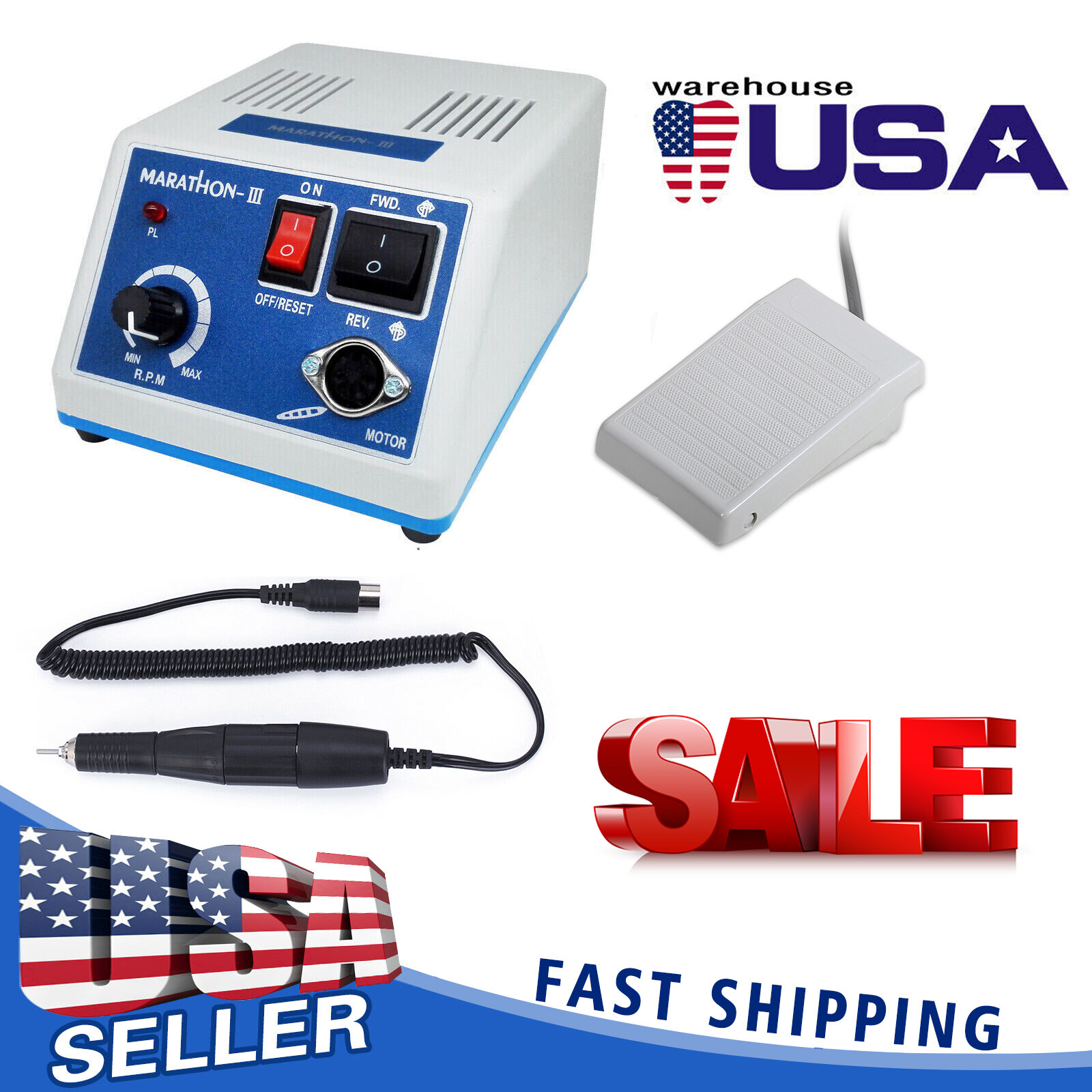 Dental Lab Marathon Electric Micromotor Polishing Unit + 35K rpm Motor Handpiece