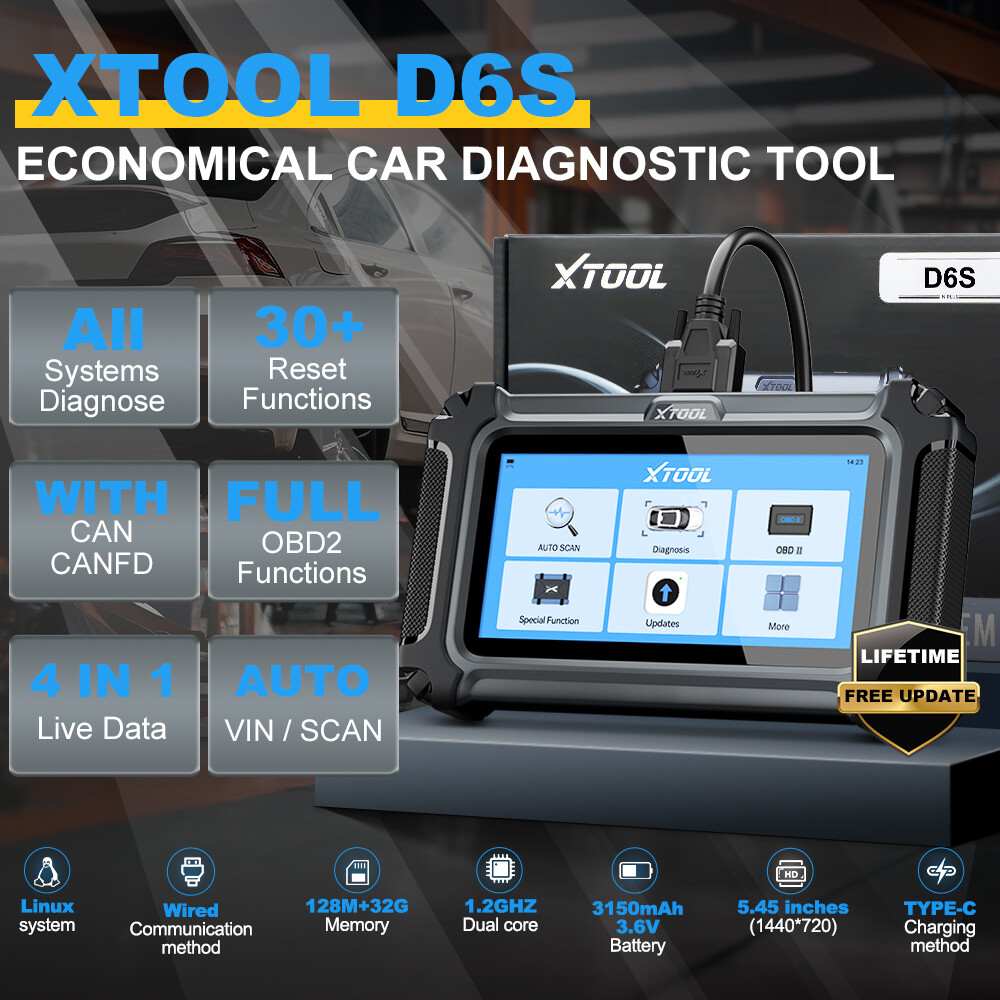 XTOOL D6S Car OBD2 Scanner Full System Diagnostic Tool 30+Services 🔥Free Update