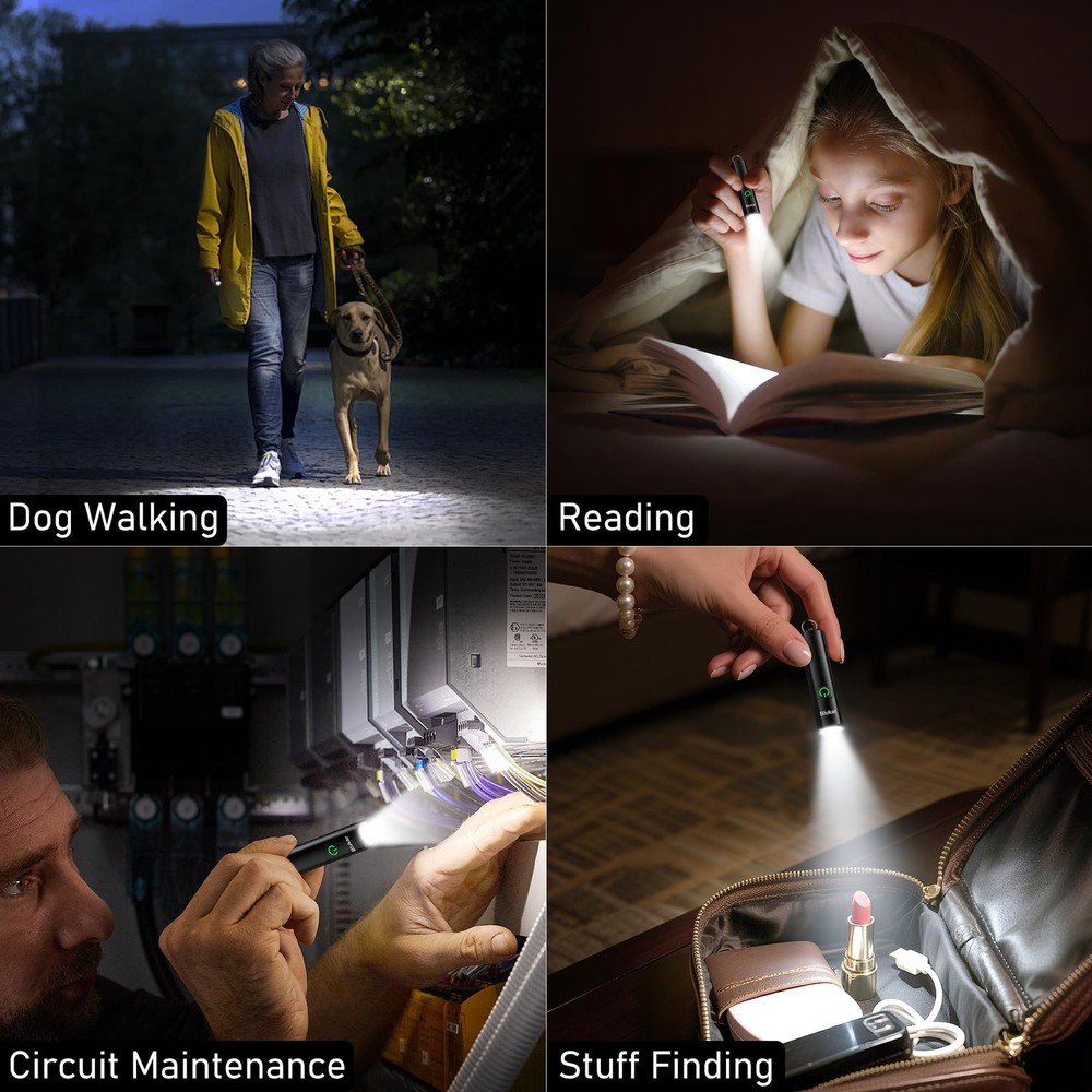 2-Pack Rechargeable EDC Flashlight 360LM Mini Keychain 3-Mode Waterproof Compact